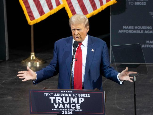 Former US President and Republican presidential candidate Donald Trump speaks during a campaign event at the Tucson Music Hall in Arizona. Picture: AFP