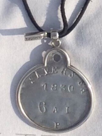 The World War I ID tag stolen from the Wood family home. Picture: Tiffany Wood