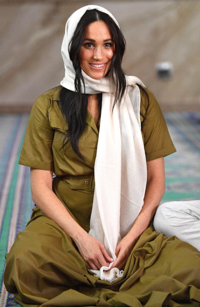 Meghan, Duchess of Sussex, visits Auwal Mosque. Picture: Tim Rooke — Pool/Getty Images