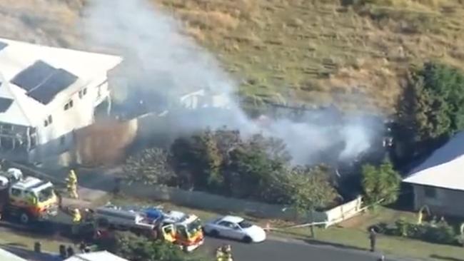 The scene of a massive house fire at Kilcoy. Picture: Channel 7