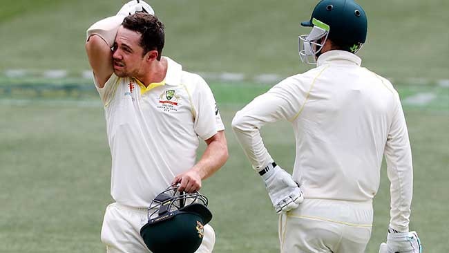 Travis Head and Peter Handscomb on day two. Picture: Sarah Reed