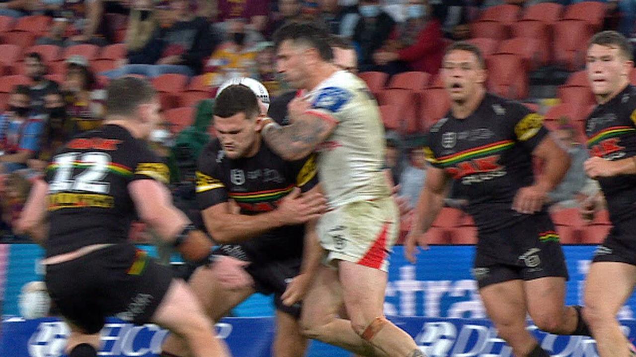 Nathan Cleary had come under scrutiny after collecting Dragons fullback Jack Bird.