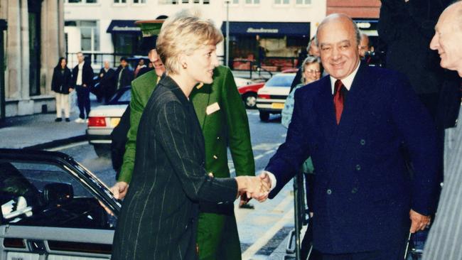 Princess Diana, meets Mohamed Al Fayed at Harrods for a breakfast reception. Picture: Getty Images.