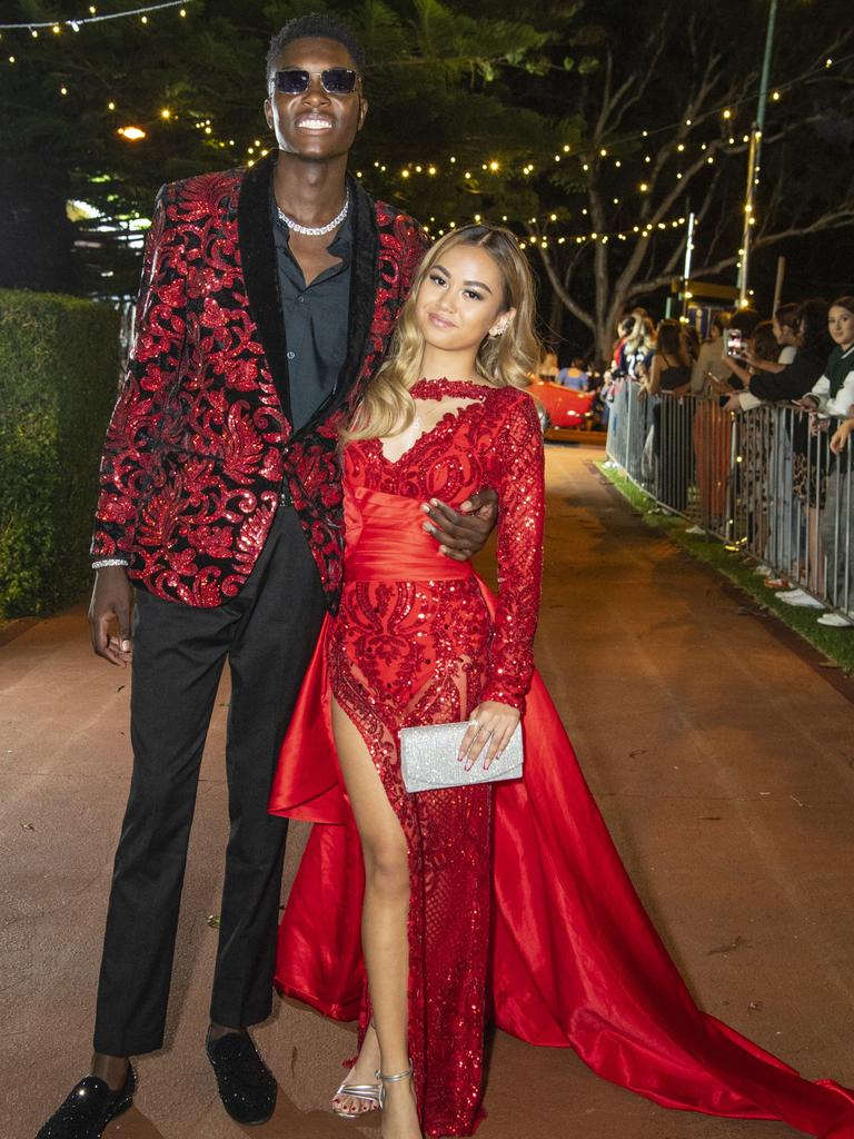 Kumbirai Mutomba and partner Rhowen Rodriguez at St Mary's College formal at Picnic Point, Friday, March 24, 2023. Picture: Kevin Farmer