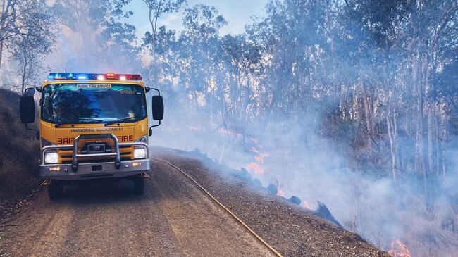 Firefighters continue working to contain blazes in Queensland's Darling Downs region. Picture: QFES