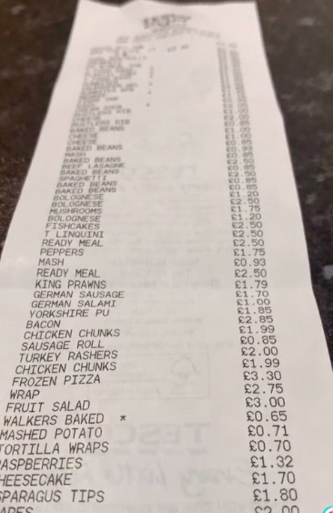 The man showed off his massive shop receipt. Picture: TikTok.