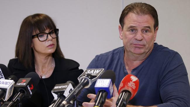 CFMEU Victorian secretary John Setka and his wife Emma Walters addressed the media together this week. Picture: Darrian Traynor/Getty