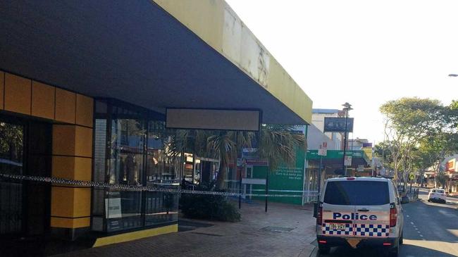 Gympie police are guarding an area in Mary St where a woman was allegedly sexually assaulted in the early hours of Friday morning. Picture: Frances Klein