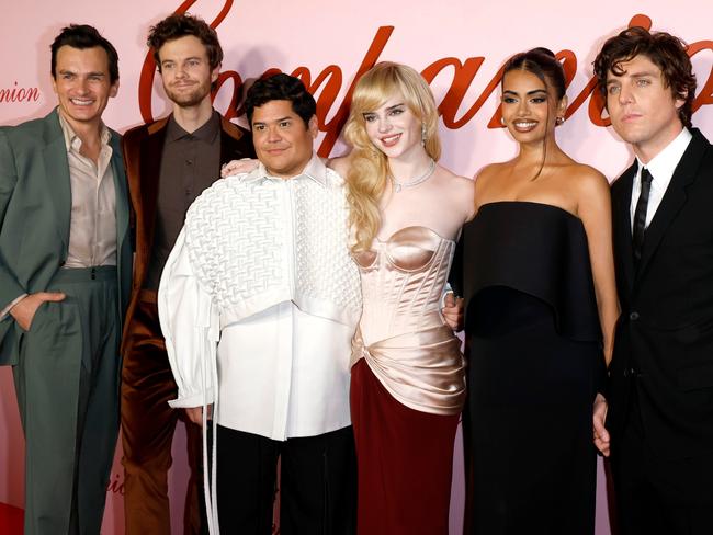 Rupert Friend, Jack Quaid, Harvey Guillen, Sophie Thatcher, Megan Suri and Lukas Gage at the World Premiere Companion in Hollywood this week. Picture: Frazer Harrison/Getty Images.