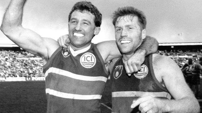 Footscray stars Doug Hawkins and Steve Macpherson.