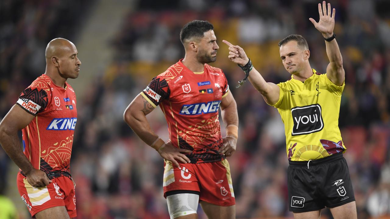 Kaufusi was sent to the sin bin for the incident, and forced to miss State of Origin Game 1 after copping a three match suspension. Picture: NRL Images.