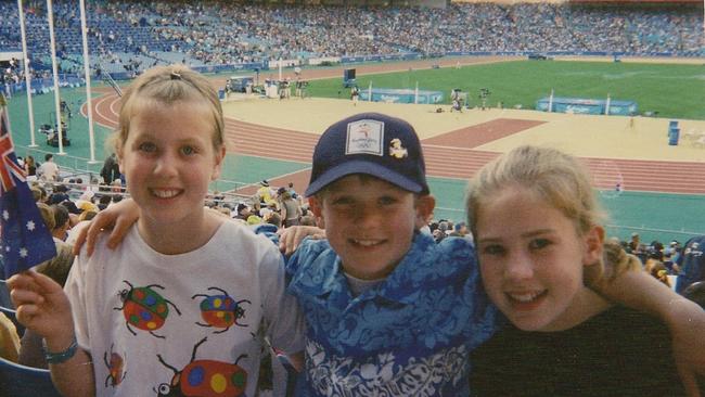 Abbie, Jack and Jess Trengove enjoying the Olympic Games at Sydney 2000.