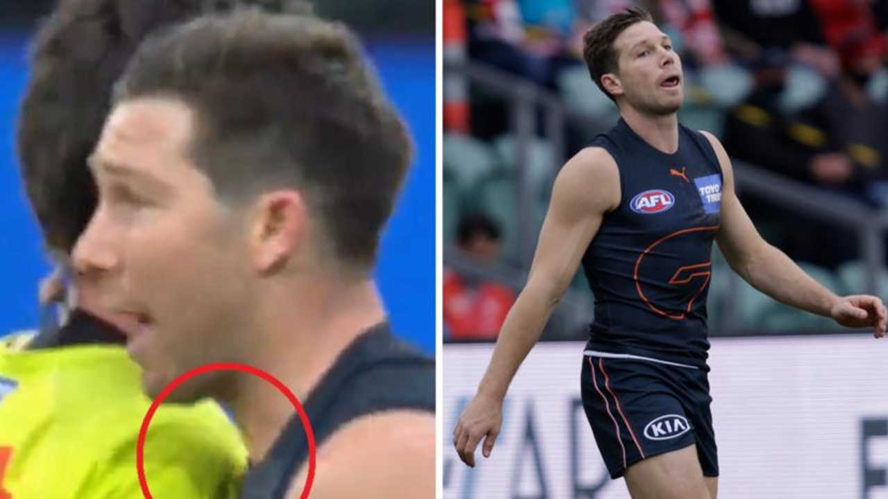 Toby Greene walked into umpire Matt Stevic, as proven by a new angle.