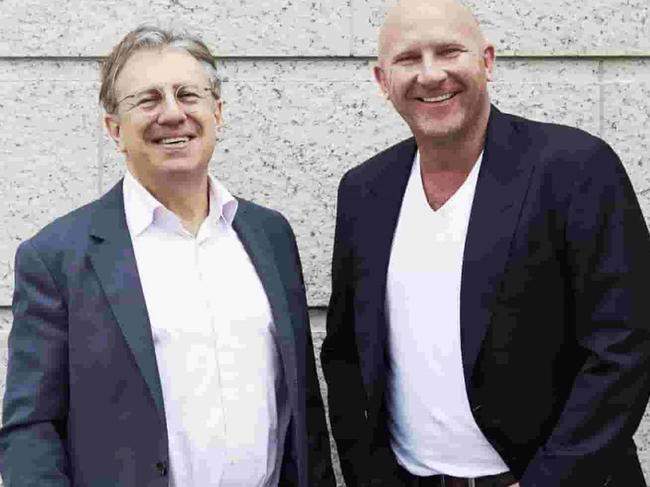 Chef Matt Moran (pictured right) and business partner Bruce Solomon (pictured left) have said a sad farewell to their restaurants as they go into lockdown. Picture: Supplied