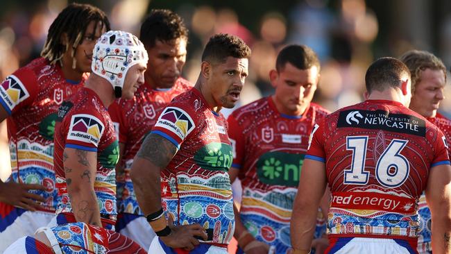 Dane Gagai is a veteran of 23 Origin games, but has been axed for Dolphins fullback Hamiso Tabuai-Fidow. Picture: Getty Images.