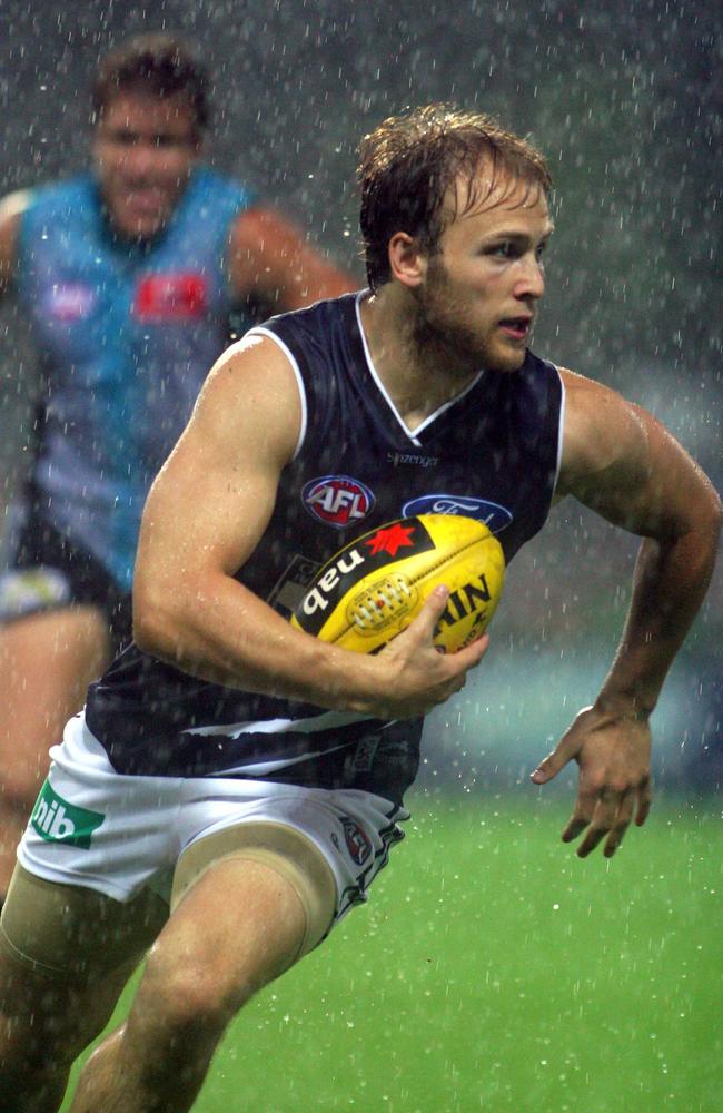 Gary Ablett playing for Geelong their encounter with Port Adelaide in an AFL NAB Cup game in Darwin on March 3, 2003. Picture: Terry Trewin