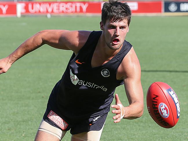 AFL. Carlton FC training at Ikon Park Carlton Nth.Nic Newman in action in the sweltering morning heat. Picture : Ian Currie