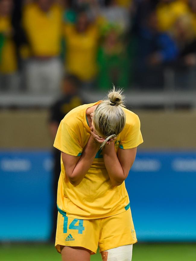 Kennedy reacts after missing the penalty in Rio. Picture: Getty