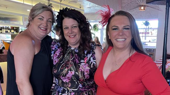 (L-R) Natalie Whippy, Michelle Price and Skye Rowan enjoying the Melbourne Cup at Jensens Restaurant in Kareela Village. Picture: Ashleigh Tullis