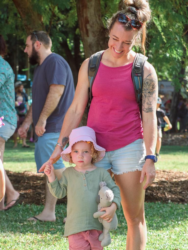 Kim and Molly Northwood at the Darwin Festival’s Teddy Bears Picnic on the Esplanade. Picture: Glenn Campbell