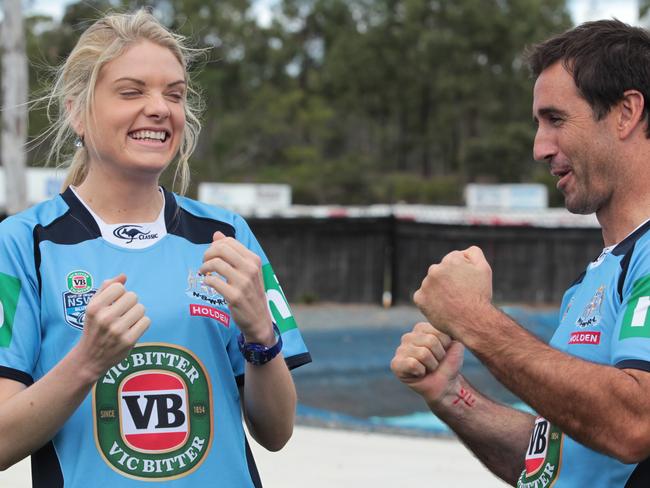 Erin Molan and Andrew Johns worked together at Nine. Picture: Tim Marsden