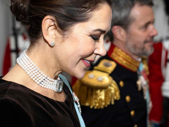 Princess Mary wore a dazzling earl choker necklace at the event. Picture: AFP