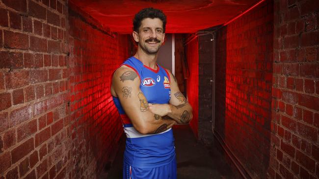 NCA. MELBOURNE, AUSTRALIA. 13th March, 2025 .  AFL.  Tom Liberatore, who this week will captain the Western Bulldogs against North Melbourne in the absence of  Marcus Bontempelli . Picture: Michael Klein