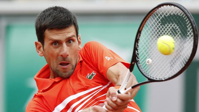 Serbia's Novak Djokovic plays a shot against Germany's Jan-Lennard Struff.