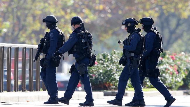 Armed police during the 2014 Adelaide siege. Picture: Sarah Reed