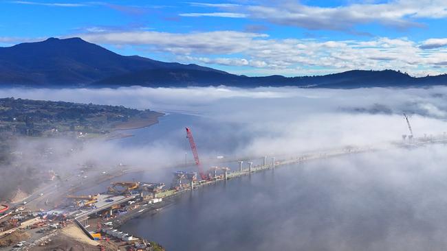 The Bridgewater Bridge during construction. Picture: Kelvin Ball