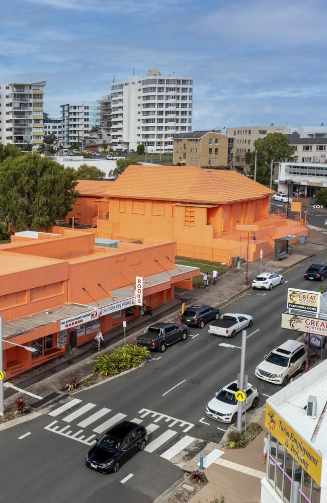 The site at Bulcock St remains coated in neon paint. Picture: Supplied