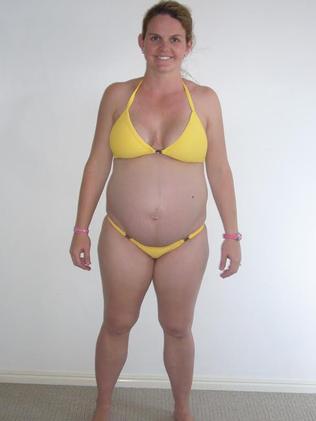 Sharny, 8 months pregnant after gaining 30 kilograms.