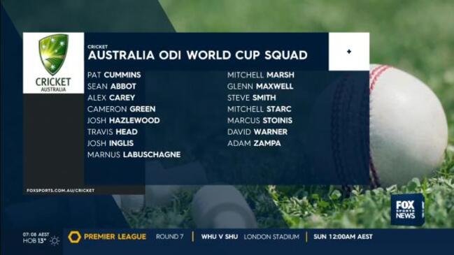 Australia confirm squad for ODI World Cup