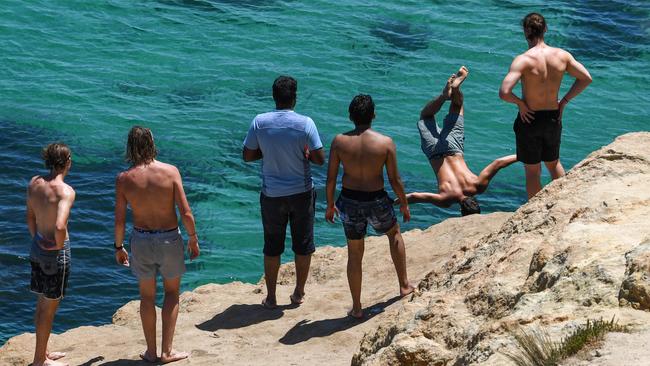 A cliff jumping site known as The Pillars in Mt Martha. Picture: Penny Stephens