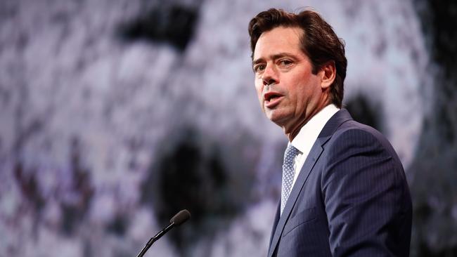 AFL chief executive Gillon McLachlan has bowed to the advice of medical experts in declaring the season-opener fan-free. Picture: Getty Images