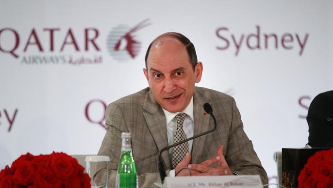 Qatar Airways' Group Chief Executive Akbar Al Baker holds a press conference to talk about new Qatar Airways service to Sydney. Press conference held at Shangri-La Hotel, Sydney.