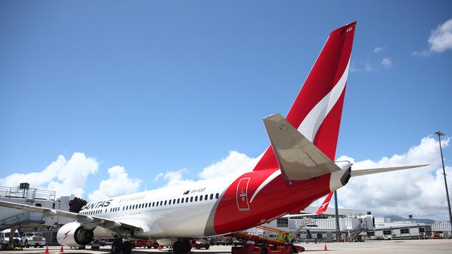 A Qantas Boeing 737 at Cairns Airport. Picture: Brendan Radke