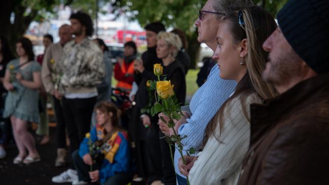 On the 10th anniversary of the death of St Helens teenager Eden Westbrook, supporters and family gathered at Hobart's Parliament Lawns. Picture: GRANT