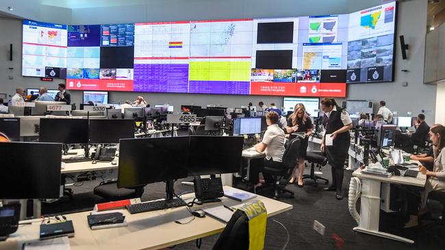 The NSW RFS control centre in operation. Picture: AAP.