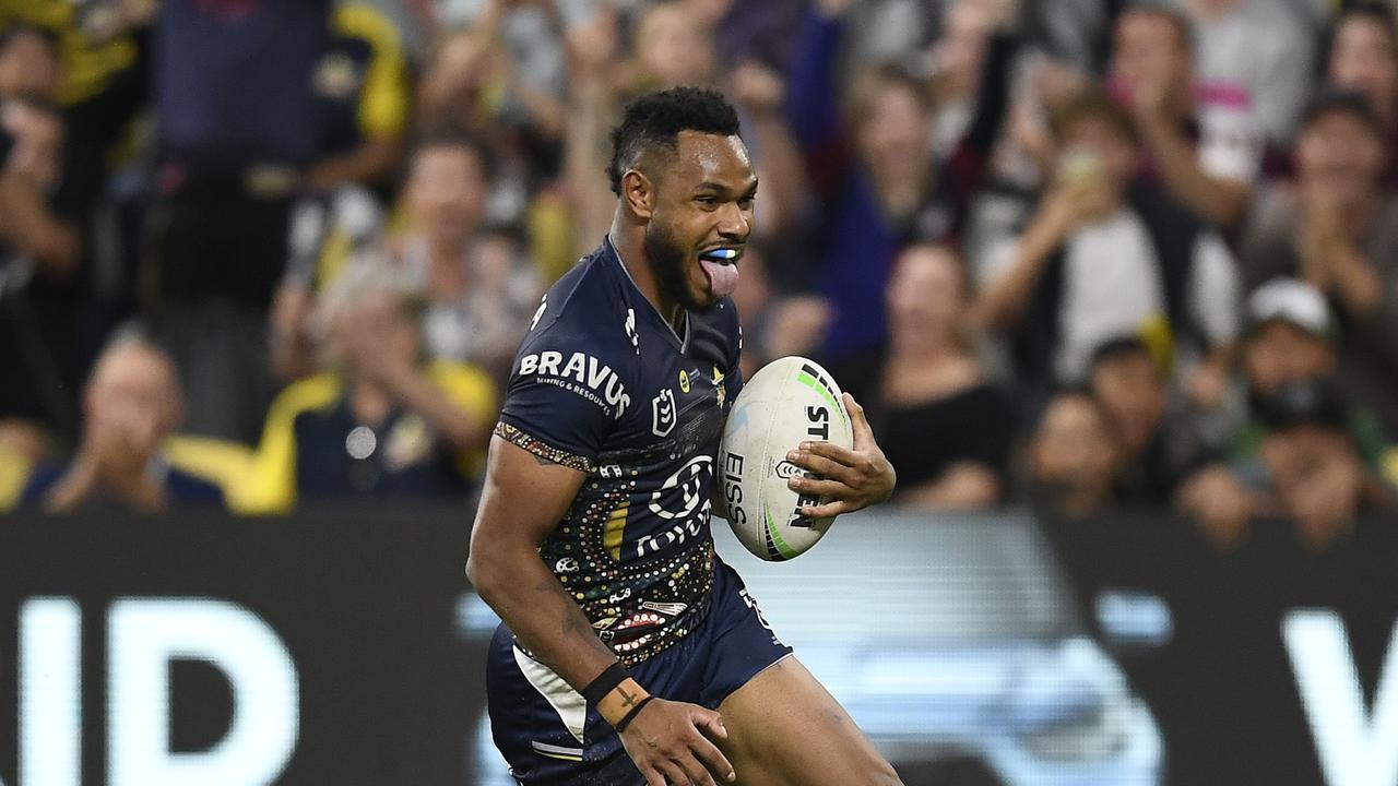 Tabuai-Fidow in action for the North Queensland Cowboys. Picture: Ian Hitchcock/Getty Images