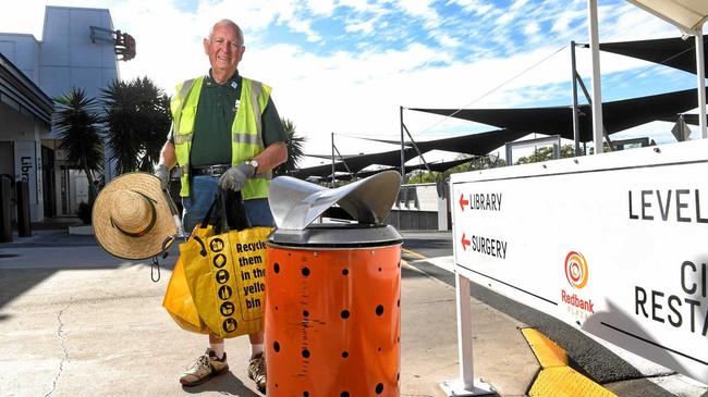 CLEANING UP: Andy Brodersen said he was told by Redbank Plaza management he could no longer use the shopping centre's rubbish bins or clean up on their property. Picture: Rob Williams