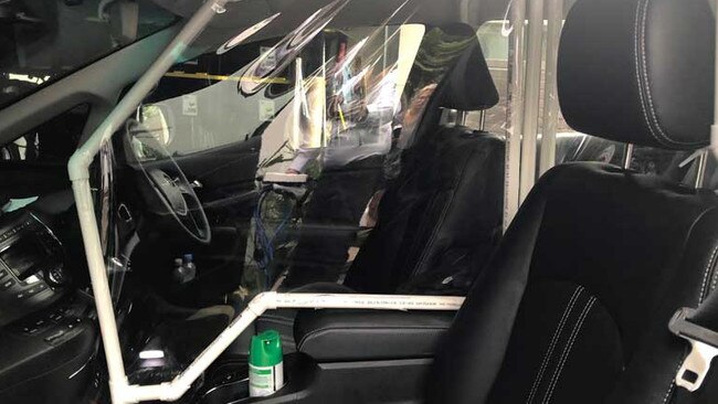 A Chinese-built BYD electric taxi allows the driver to be separated from the passengers. Picture: Supplied