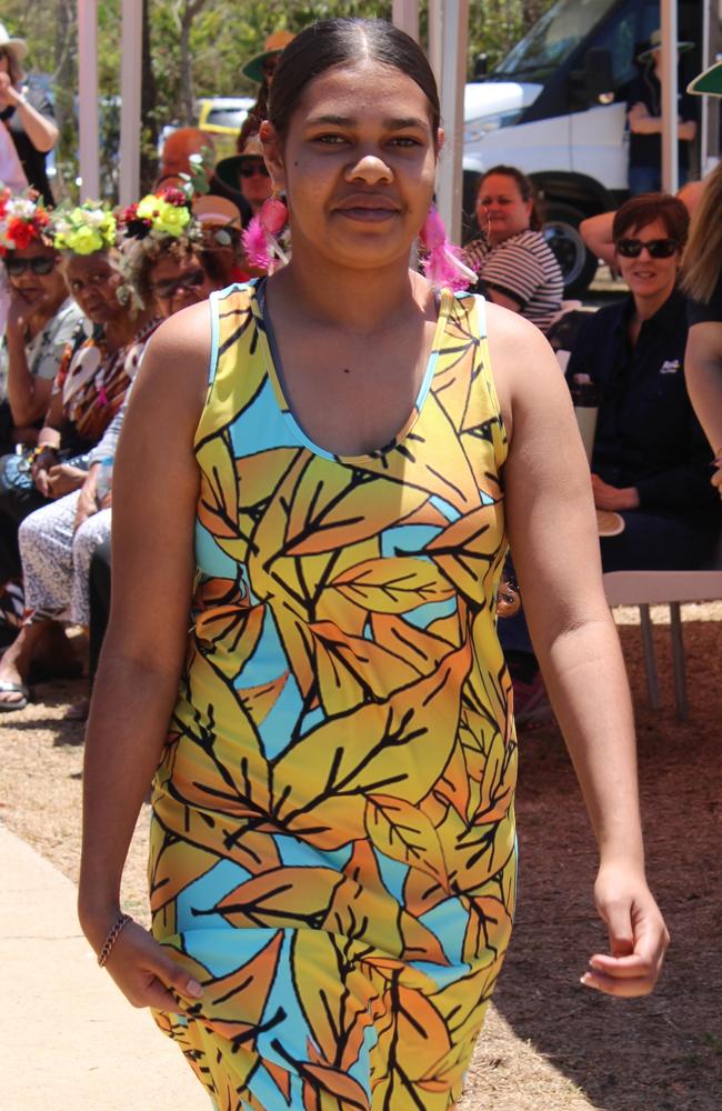 The crowd of around 100 clapped and cheered the colourful clothing paraded by the Youth Advisory Group members.