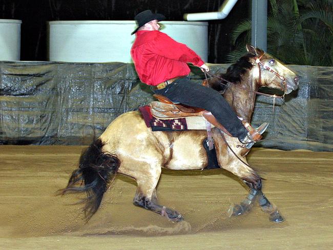 Greg Peters and the horse How Wizz That in the Queensland Reining Horse Championships in 2007. Photo: Vicki Wood