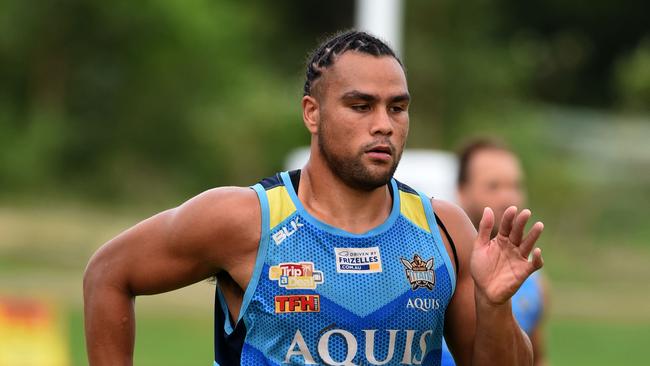The Aquis Gold Coast Titans training session at the TFH High Performance Centre. Pictured is Leivaha Pulu. Photo: Steve Holland
