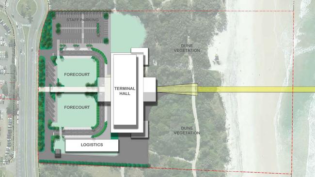 A proposal for a Gold Coast base port cruise ship terminal submitted by the Gold Coast City Council to the Federal Environment Department. Photo: Supplied