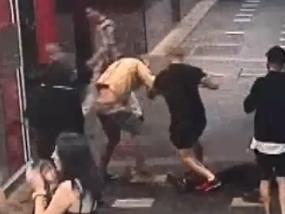 The group continued to fight even after Ivan Susin, 29, was knocked out cold on the ground. Gold Coast Surfers Paradise assault, Tuesday Oct 1, 2019. Picture: 9News