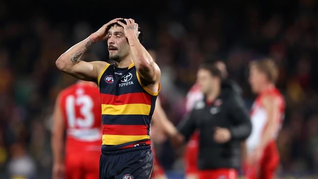 Izak Rankine and the Crows fell just short. Picture: Sarah Reed/AFL Photos