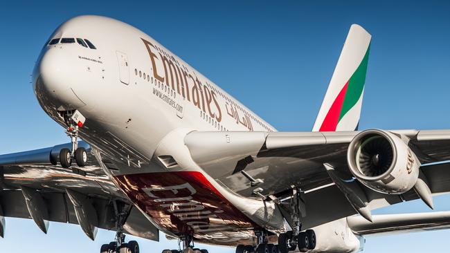 Zurich, Switzerland - June 18, 2017: Airbus A380 of Emirates Airline approaching Zurich airport. Emirates is the largest airline in the Middle East, operating over 3,600 flights per week from its hub at Dubai International Airport, to more than 140 cities in 81 countries across six continents.Escape 26 October 2024Sat MagPhoto - iStock