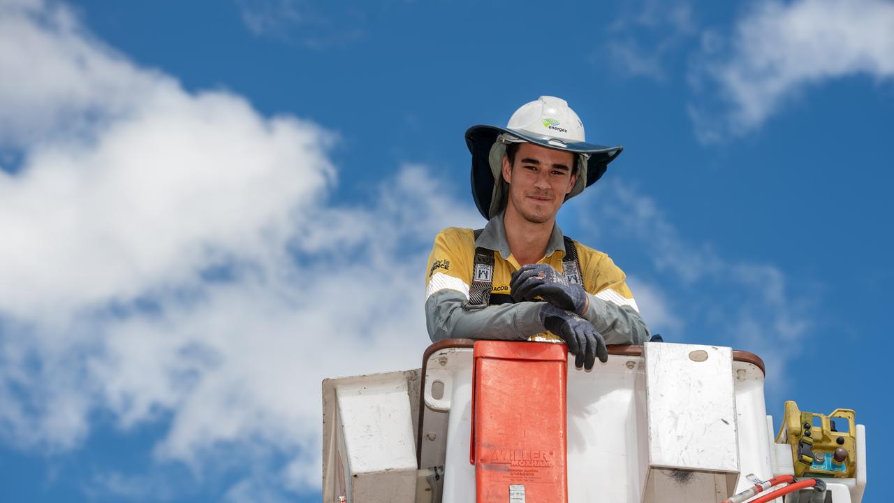 Energex third-year apprentice overhead distribution linesperson Jacob Weekes. PHOTO: Ali Kuchel